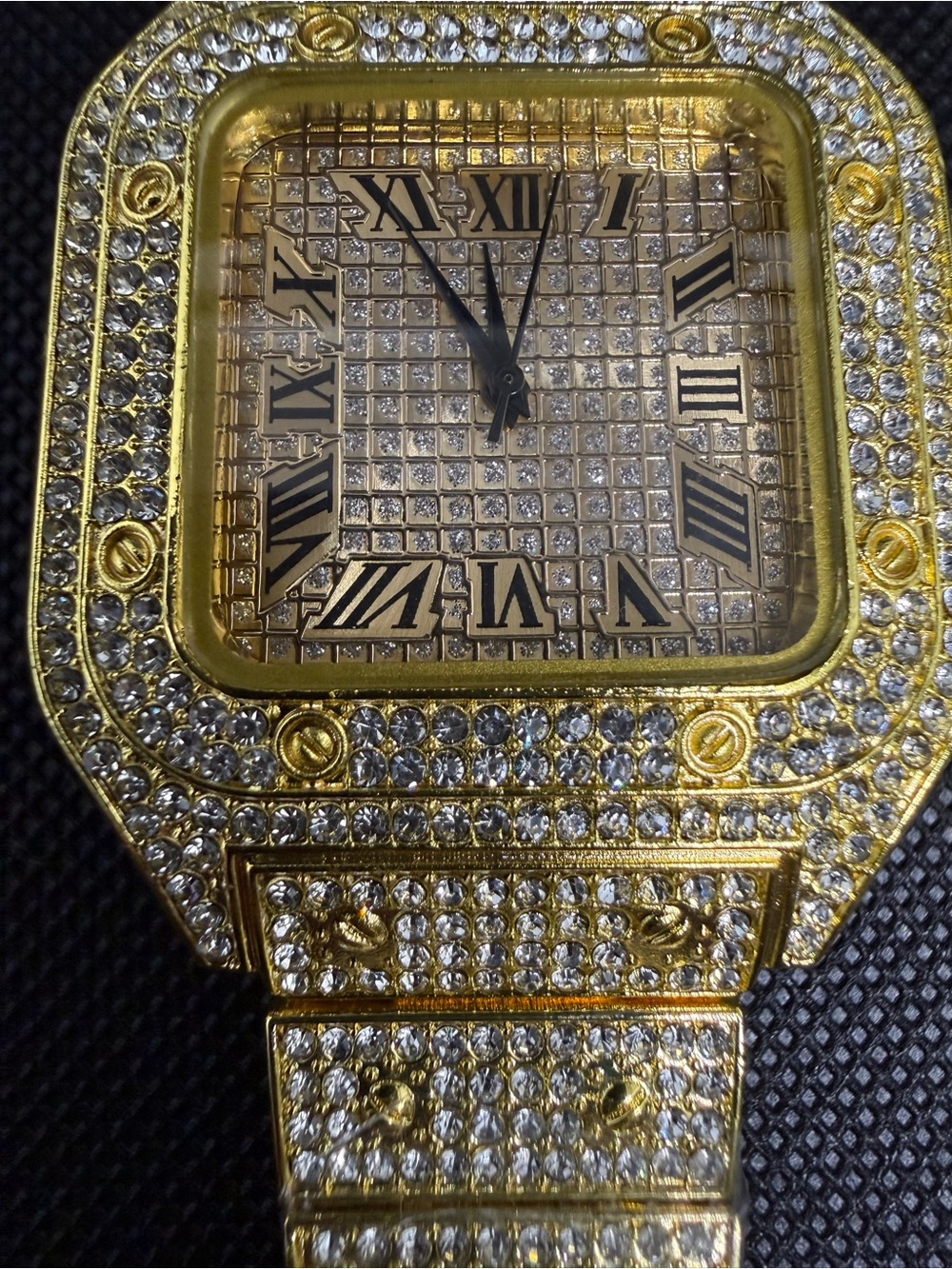 Cartice Gold-Tone Crystal Pave Square Watch - Roman Numerals